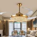 Moerun 42 Ã¢â‚¬ÂCrystal Ceiling Fans Light with Retractable Blades Remote Control LED Chandelier Fan 3 Speeds 3 Colors Changes Light Fixture, Quiet Motor with LED Kits Included 220-240 VOLTS NOT FOR USA